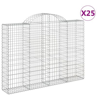 vidaXL Paniers à gabions arqués 25 pcs 200x30x140/160 cm Fer galvanisé