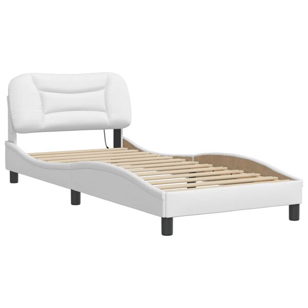 vidaXL Cadre de lit avec LED sans matelas Hvar blanc 90x190 cm