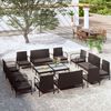 vidaXL Salon de jardin 16 pcs avec coussins R&eacute;sine tress&eacute;e Noir