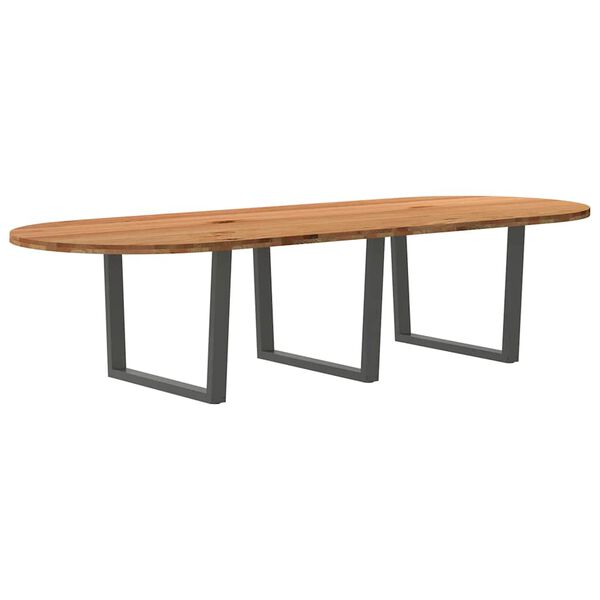 vidaXL Table à manger marron clair bois de chêne massif ovale