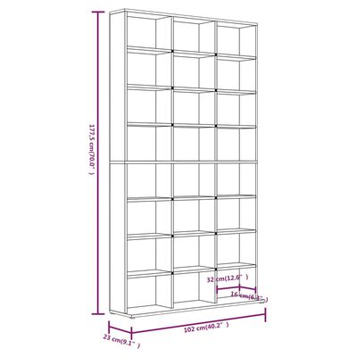 vidaXL Armoire à CD Sonoma gris 102x23x177,5 cm Bois d'ingénierie