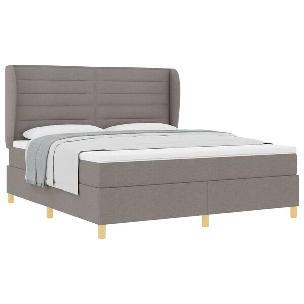 vidaXL Lit &agrave; ressorts avec matelas gris fonc&eacute; 90x190 cm Taupe tissu