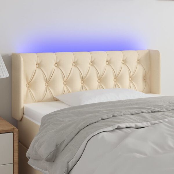 vidaXL T&ecirc;te de lit &agrave; LED Cr&egrave;me 103x16x78/88 cm Tissu