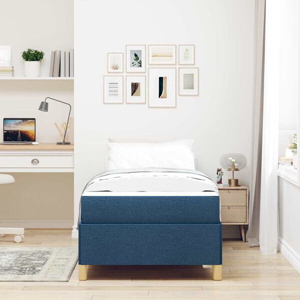 vidaXL Cadre de lit avec matelas Bleu 100 x 200 cm tissu
