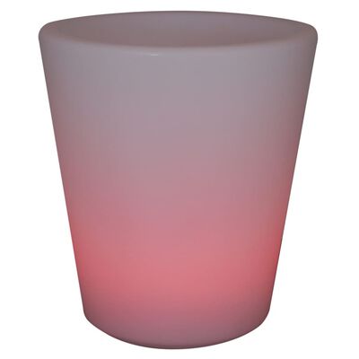 Eurotrail Lampe/pot de fleurs rond rechargeable à LED 38 cm