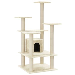 vidaXL Arbre &agrave; chat avec griffoirs en sisal Cr&egrave;me 110 cm