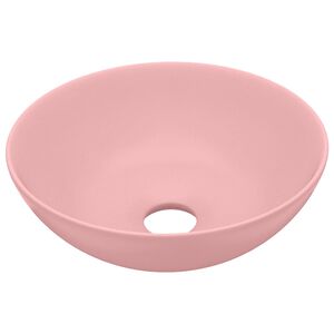 vidaXL Lavabo de salle de bain C&eacute;ramique Rose mat Rond