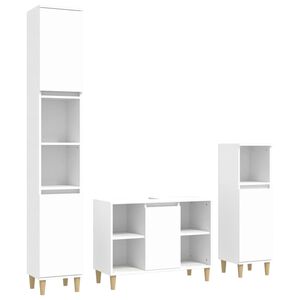 vidaXL Ensemble de meubles salle de bain 3 pcs blanc bois d'ing&eacute;nierie