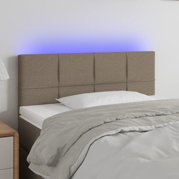 vidaXL T&ecirc;te de lit &agrave; LED Taupe 90x5x78/88 cm Tissu
