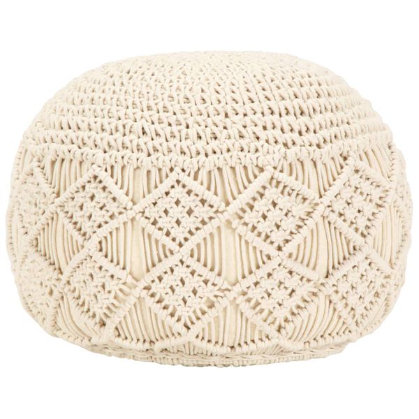 vidaXL Pouf fait &agrave; la main en macram&eacute; 45 x 30 cm Coton