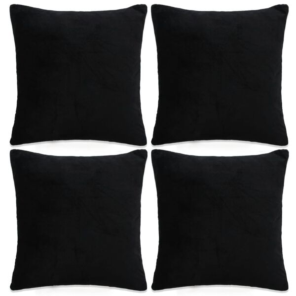 vidaXL Housses de coussin 4 pcs Tissu 50x50 cm Noir
