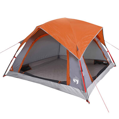 vidaXL Tente de camping de cabine 4 personnes gris orange imperméable