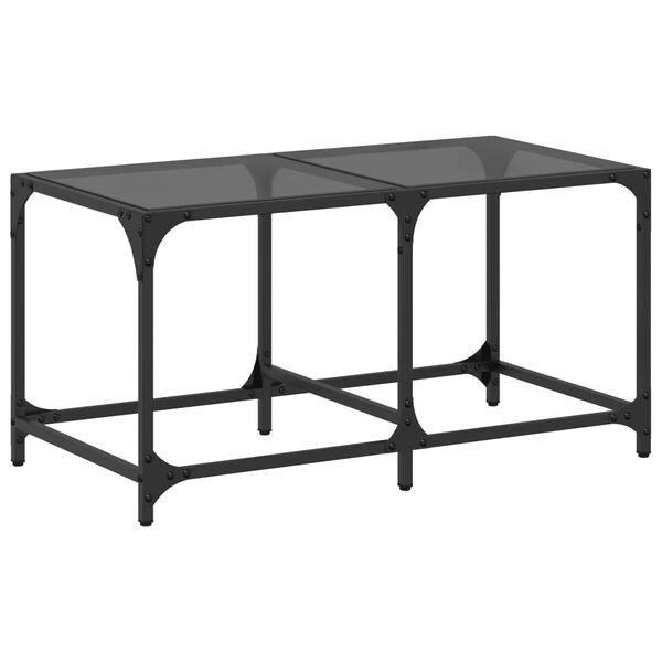vidaXL Table basse avec dessus en verre noir 78,5x40x40 cm acier