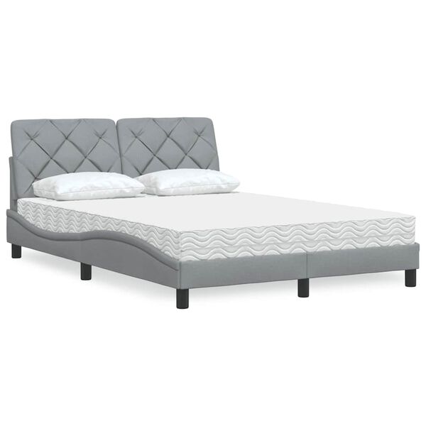 vidaXL Lit avec matelas gris clair 140x200 cm tissu