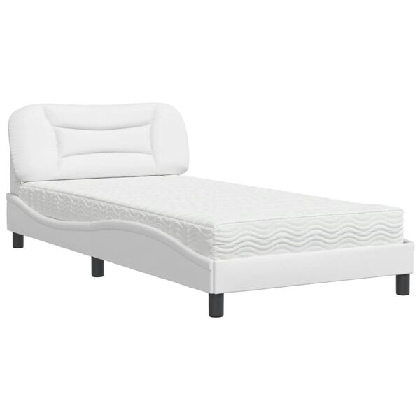 vidaXL Lit avec matelas Hvar blanc 100x200 cm similicuir