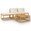 vidaXL Salon de jardin 4 pcs avec coussin Cr&egrave;me Bois d'acacia solide