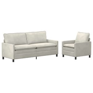 vidaXL Ensemble de Canap&eacute;s 2 pc Cr&egrave;me Velours