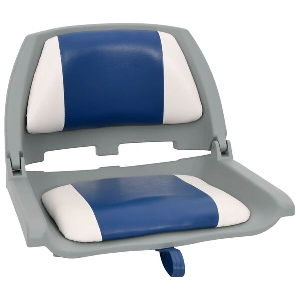 vidaXL Ensemble de si&egrave;ges de bateau pliables 2 pcs oreiller bleu blanc