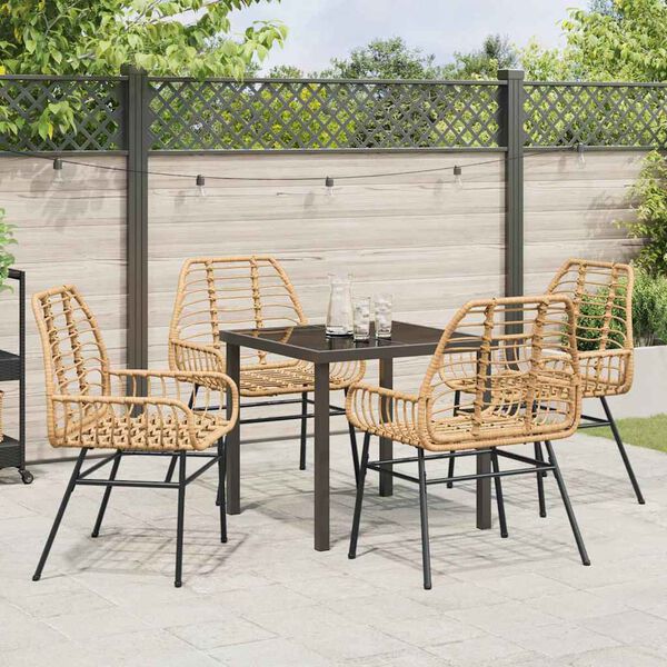 vidaXL Ensemble de salle &agrave; manger pour jardin 5 pcs Marron polyrotin