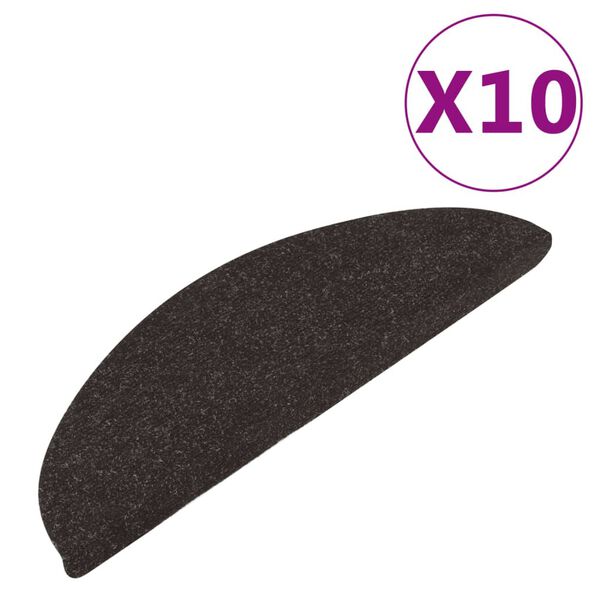 vidaXL Tapis d'escalier auto-adh&eacute;sifs 10 pcs noir 65x22,5x3,5 cm