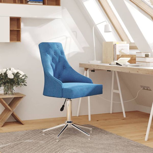 vidaXL Chaise pivotante de salle &agrave; manger Bleu Tissu