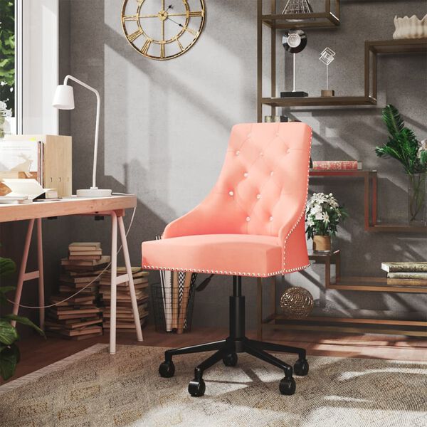 vidaXL Chaise pivotante de bureau Rose Velours