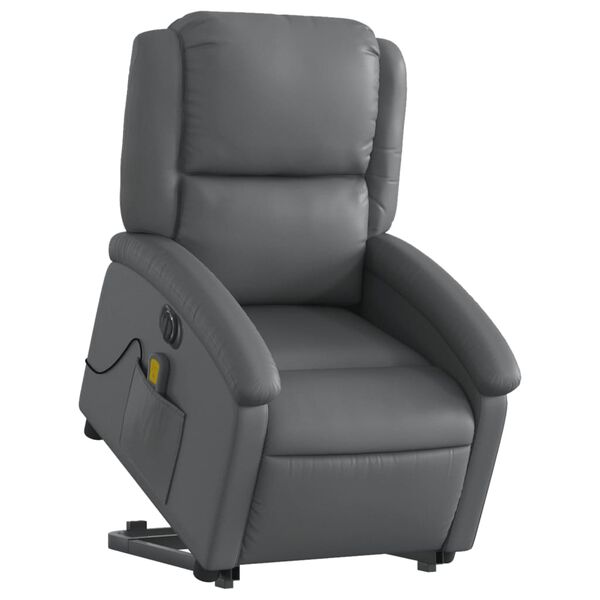 vidaXL Fauteuil inclinable de massage &eacute;lectrique gris similicuir