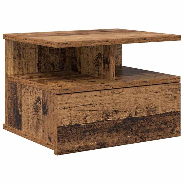 vidaXL Table de nuit flottante avec tiroir Bois ancien 40 x 31 x 28 cm