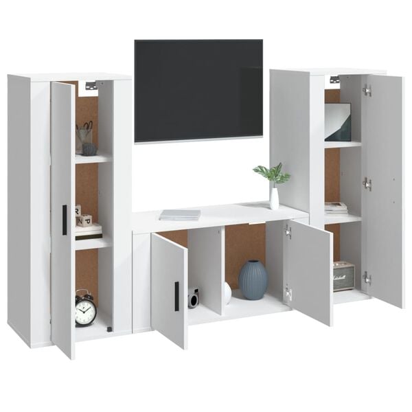 vidaXL Ensemble de meubles TV 3 pcs Blanc Bois d'ing&eacute;nierie