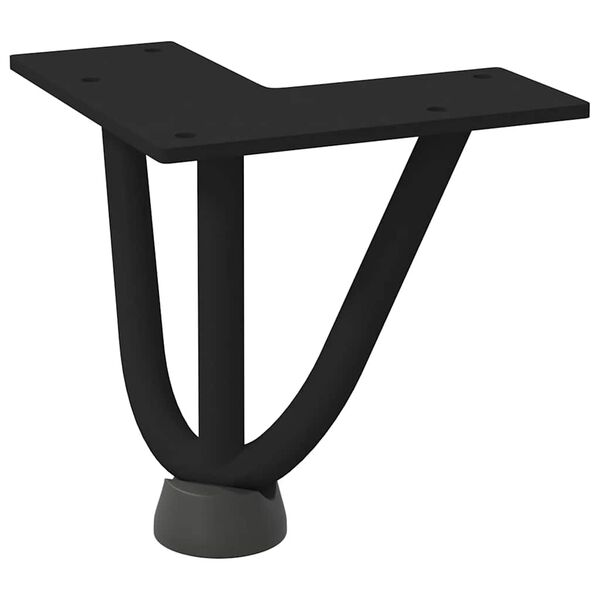 vidaXL Pieds en épingle à cheveux pour table basse 4 pièces Noir 10 cm Acier massif