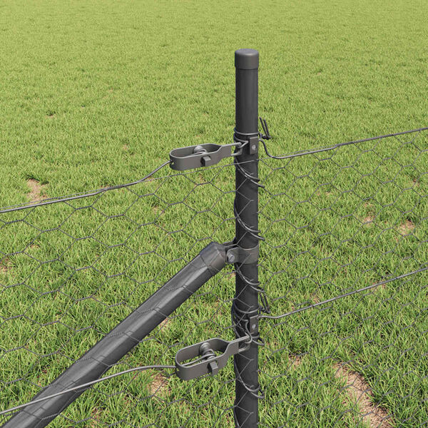 vidaXL Poteau de cl&ocirc;ture. Gris 25 x 0,8 m (maillage de 36 mm)