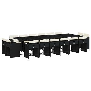 vidaXL Ensemble &agrave; manger de jardin 17 pcs coussins noir r&eacute;sine tress&eacute;e