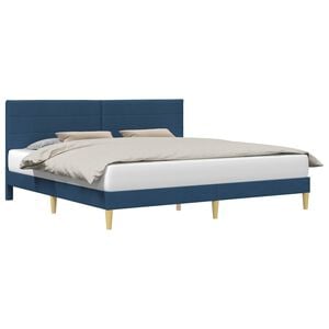 vidaXL Cadre de lit avec t&ecirc;te de lit Bleu 180 x 200 cm Tissu