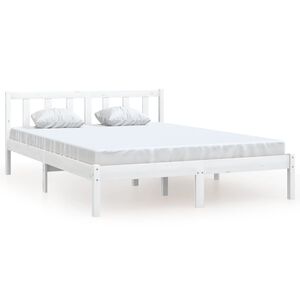vidaXL Cadre de lit sans matelas blanc bois massif
