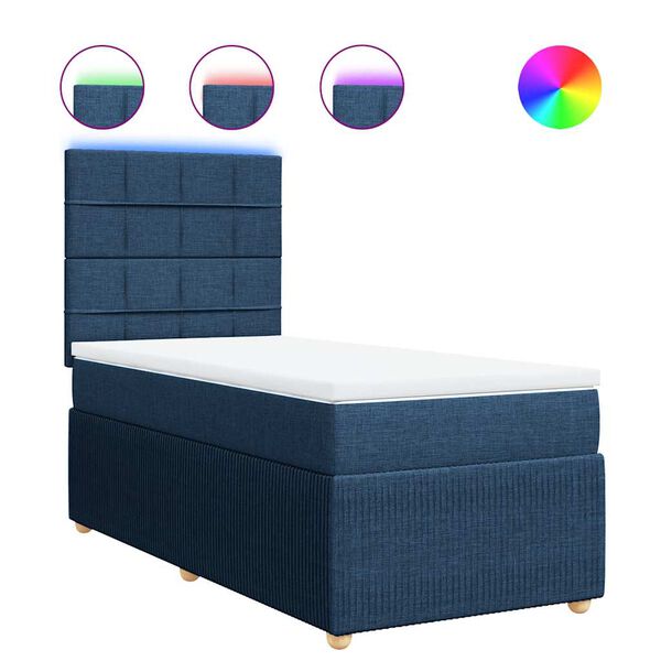 vidaXL Sommier &agrave; lattes de lit avec matelas Bleu 80x200 cm Tissu