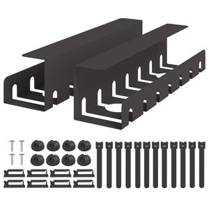 vidaXL Plateau de gestion de c&acirc;bles sous le bureau 2 pc Noir