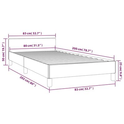 vidaXL Cadre de lit avec tête de lit Gris foncé 80x200 cm Tissu