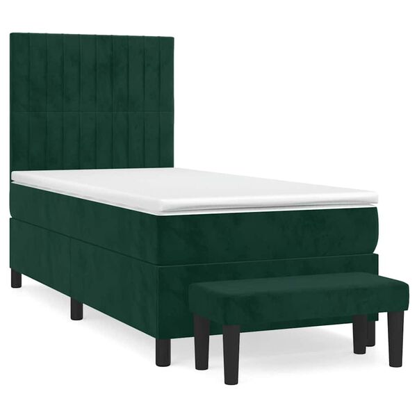 vidaXL Sommier &agrave; lattes de lit et matelas Vert fonc&eacute; 80x200 cm Velours