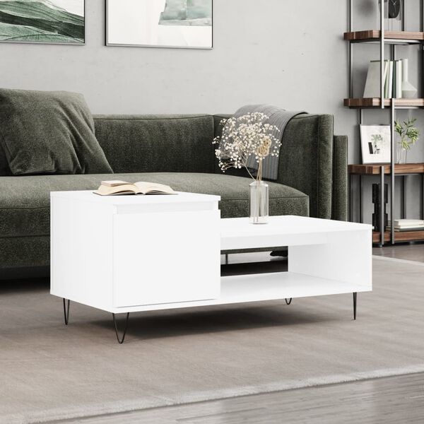 vidaXL Table basse Blanc 100x50x45 cm Bois d'ing&eacute;nierie