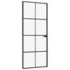 vidaXL Porte d'int&eacute;rieur Noir 83x201,5 cm Tremp&eacute; verre aluminium fin