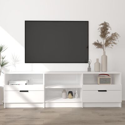 vidaXL Meuble TV Blanc brillant 150x33,5x45 cm Bois d'ingénierie