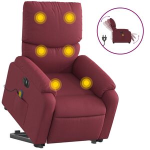 vidaXL Fauteuil inclinable de massage &eacute;lectrique Rouge bordeaux Tissu