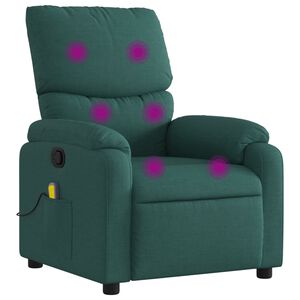 vidaXL Fauteuil inclinable de massage vert fonc&eacute; tissu