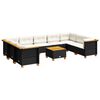 vidaXL Salon de jardin 10 pcs avec coussins noir r&eacute;sine tress&eacute;e