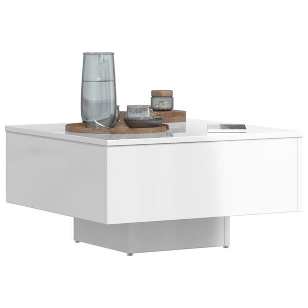 vidaXL Table basse blanc brillant 60x60x31,5 cm bois d'ing&eacute;nierie