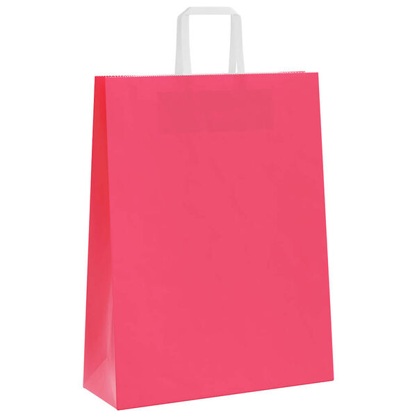 vidaXL Sacs en papier 50 pcs avec poign&eacute;es rose 32x12x42 cm