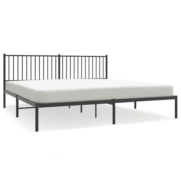 vidaXL Cadre de lit m&eacute;tal sans matelas avec t&ecirc;te de lit noir 193x203cm
