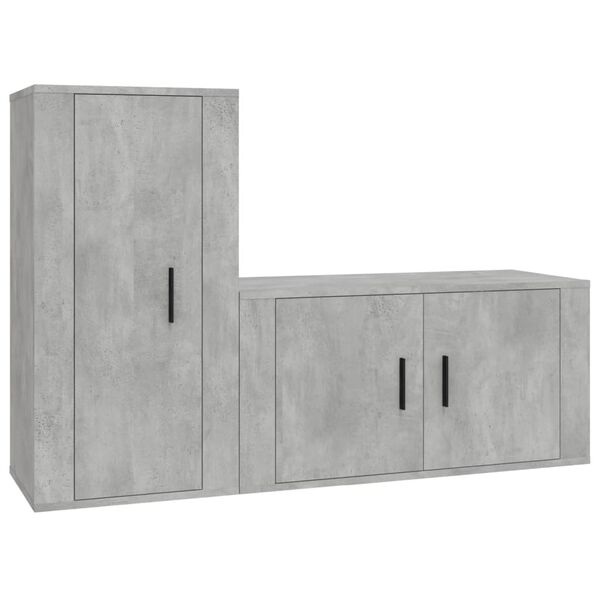 vidaXL Ensemble de meubles TV 2 pcs gris b&eacute;ton bois d'ing&eacute;nierie