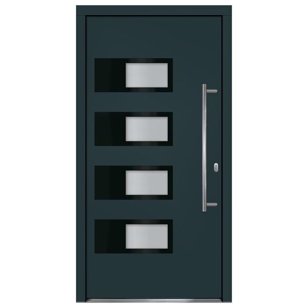 vidaXL Porte d'entr&eacute;e Anthracite 100x200 cm Aluminium et PVC