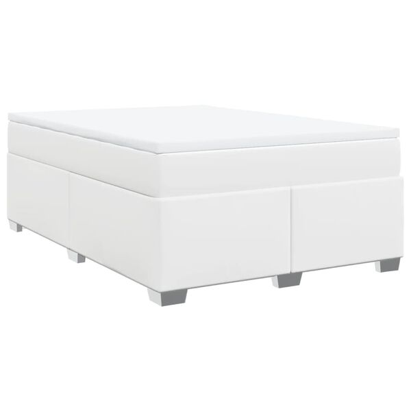 vidaXL Sommier &agrave; lattes de lit avec matelas Blanc 140x190cm Similicuir